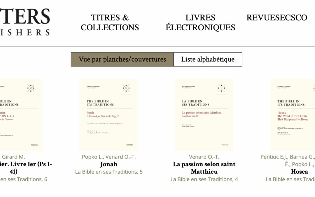 Deux nouveaux volumes dans notre collection chez Peeters !
