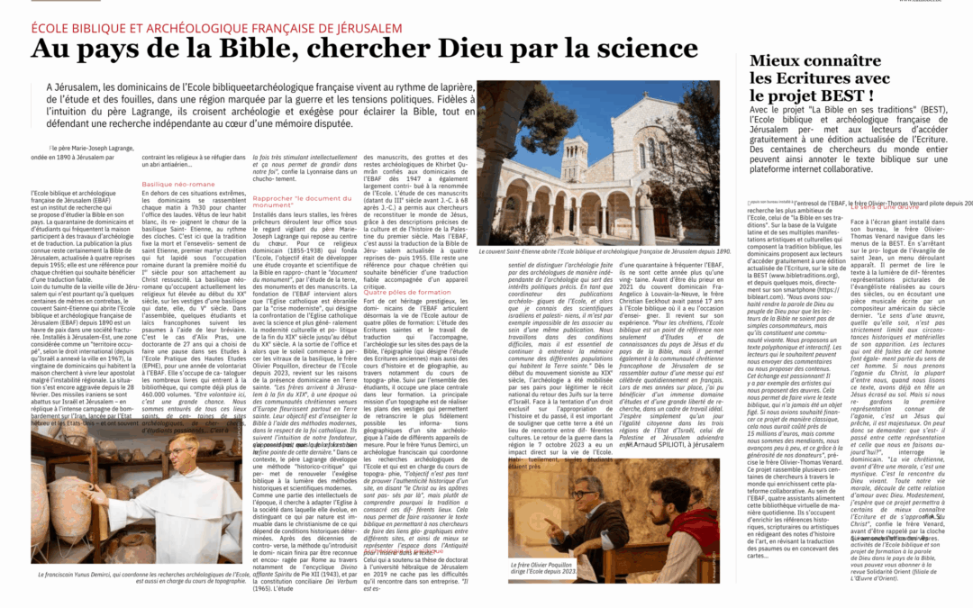 Un article de Cathobel consacré à « La Bible en ses traditions »