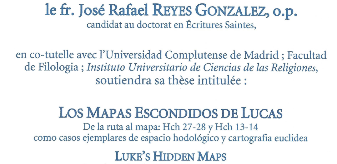 La soutenance de thèse par José Rafael Reyes Gonzalez o.p. aura lieu le 19 octobre 2026 à 15h à l&rsquo;EBAF.