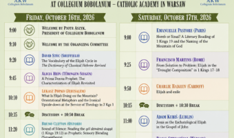 16-17 octobre : Colloque sur le prophète Elie au Collegium Bobolanum, chez les Jésuites de Varsovie